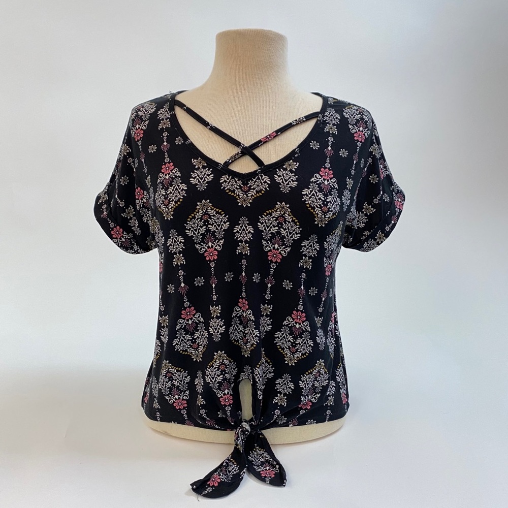 Pink Rose Floral Print Blouse